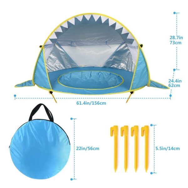 Pop Up Baby Beach Tent with Shade Pool - Portable Sun Shelter for UV Protection and Fun Water Play for Kids - Image 3