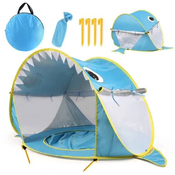 Pop Up Baby Beach Tent with Shade Pool - Portable Sun Shelter for UV Protection and Fun Water Play for Kids