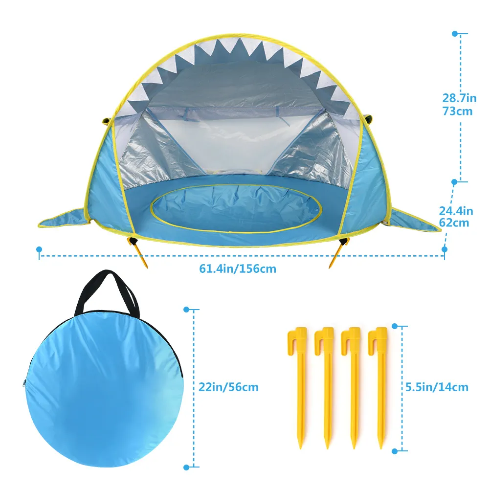 Pop Up Baby Beach Tent with Shade Pool - Portable Sun Shelter for UV Protection and Fun Water Play for Kids